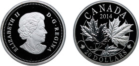 Canada Commonwealth 2014 20 Dollars - Elizabeth II (Majestic Maple Leaves) Silver (.9999) Ottawa Mint (6519) 31.39g PF RCM/MRC 131197 KM 1770.1