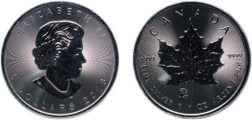 Canada Commonwealth 2018 5 Dollars - Elizabeth II (4th portrait; Privy marked SML Bullion Coinage, F15 privy mark) Silver (.9999) Ottawa Mint 31.11g B...