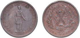 Canada Lower Canada British colony 1837 1 Penny / 2 Sous (Bank of Montreal) Copper (240000) 18.75g VF CCT LC-9D Breton His 521 KM Tn13