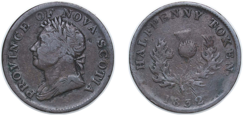 Canada Nova Scotia British colony 1823 ½ Penny - George IV Copper 8.02g VF CCT N...