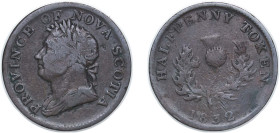 Canada Nova Scotia British colony 1823 ½ Penny - George IV Copper 8.02g VF CCT NS-1B Breton His 867