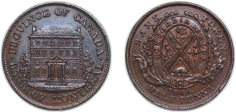 Canada United Province of Canada British colony 1844 ½ Penny - Bank of Montreal ...