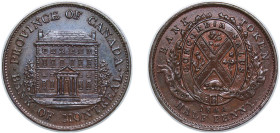 Canada United Province of Canada British colony 1844 ½ Penny - Bank of Montreal Copper Soho Mint 9.5g UNC CCT PC-1 Breton His 527 KM Tn18