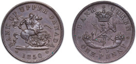 Canada Upper Canada British colony 1850 1 Penny - Bank of Upper Canada Copper (750000) 15.76g UNC CCT PC-6 Breton His 719 KM Tn3