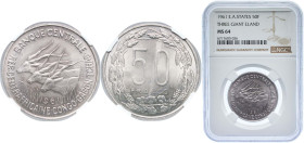 Central African States Central Bank of Equatorial African states and Cameroon 1961 50 Francs CFA Copper-nickel Paris Mint (5000000) 12g NGC MS 64 KM 3...