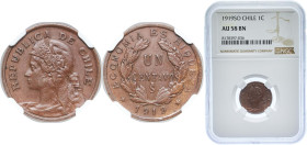 Chile Republic 1919 So 1 Centavo Copper Santiago Mint (173000) 3.5g NGC AU 58 BN KM 161