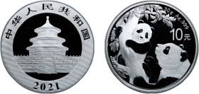 China People's Republic of China 2021 10 Yuan (Panda) Silver (.999) (10000000) 30g PF