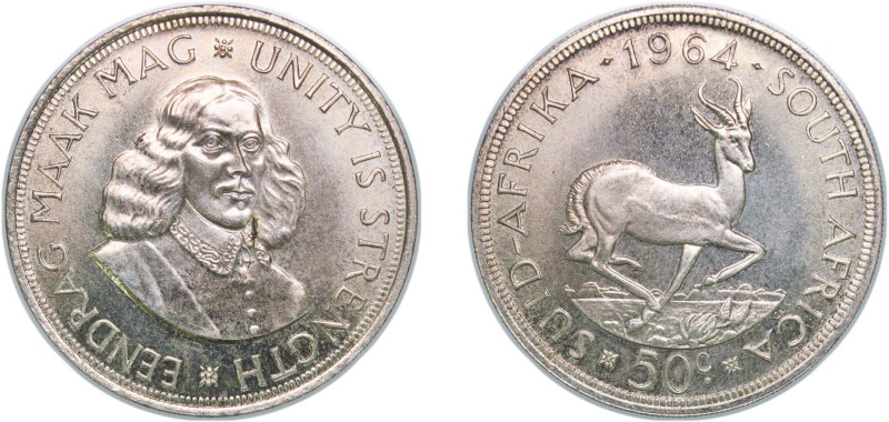 South Africa Republic 1964 50 Cents (1st decimal series) Silver (.500) Pretoria ...