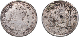 Bolivia "1704 PTS P J" 8 Reales - Charles IV (Contemporary counterfeit, 19th Century, Southeast Asia) Silver 27.07g VF Chopmarked