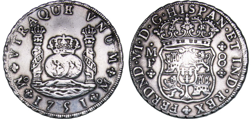 Mexico Spanish colony 1751 Mo MF 8 Reales - Fernando VI Silver (.917) Mexico Cit...