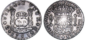 Mexico Spanish colony 1751 Mo MF 8 Reales - Fernando VI Silver (.917) Mexico City Mint 26.95g XF KM 104.1