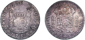 Mexico Spanish colony 1756 Mo MM 8 Reales - Fernando VI Silver (.917) Mexico City Mint 26.43g VF KM 104