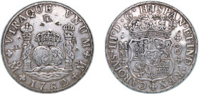 Mexico Spanish colony 1762 Mo MM 8 Reales - Carlos III Silver (.917) Mexico City Mint 27.01g VF Chopmarked KM 105