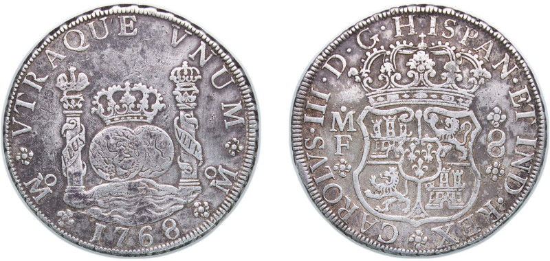 Mexico Spanish colony 1768 Mo MF 8 Reales - Carlos III Silver (.917) Mexico City...