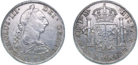 Mexico Spanish colony 1774 Mo FM 8 Reales - Carlos III Silver (.903) Mexico City Mint 26.98g AU Cleaned KM 106