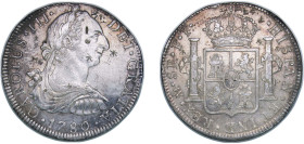 Mexico Spanish colony 1780 Mo FF 8 Reales - Carlos III Silver (.903) Mexico City Mint 26.68g AU Chopmarked KM 106