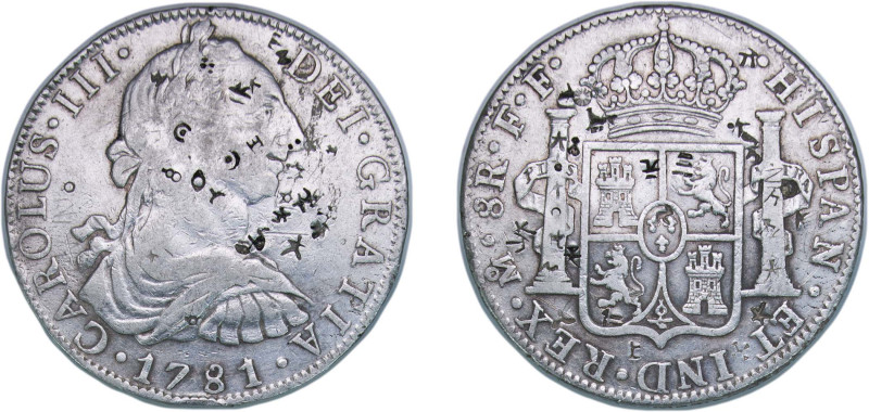 Mexico Spanish colony 1781 Mo FF 8 Reales - Carlos III Silver (.903) Mexico City...