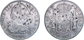 Mexico Spanish colony 1781 Mo FF 8 Reales - Carlos III Silver (.903) Mexico City Mint 26.58g VF KM 106