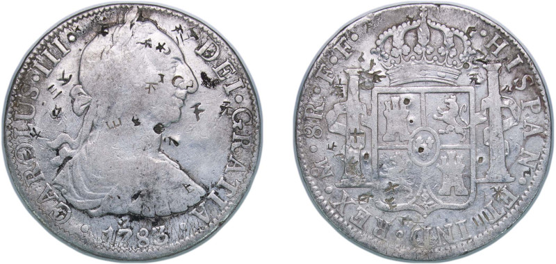 Mexico Spanish colony 1783 Mo FF 8 Reales - Carlos III Silver (.903) Mexico City...