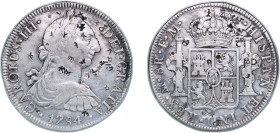 Mexico Spanish colony 1784 Mo FM 8 Reales - Carlos III Silver (.903) Mexico City Mint 26.69g XF KM 106