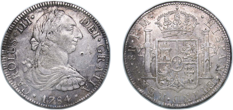 Mexico Spanish colony 1784 Mo FM 8 Reales - Carlos III Silver (.903) Mexico City...