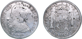 Mexico Spanish colony 1785 Mo FM 8 Reales - Carlos III Silver (.903) Mexico City Mint 26.61g VF Chopmarked KM 106