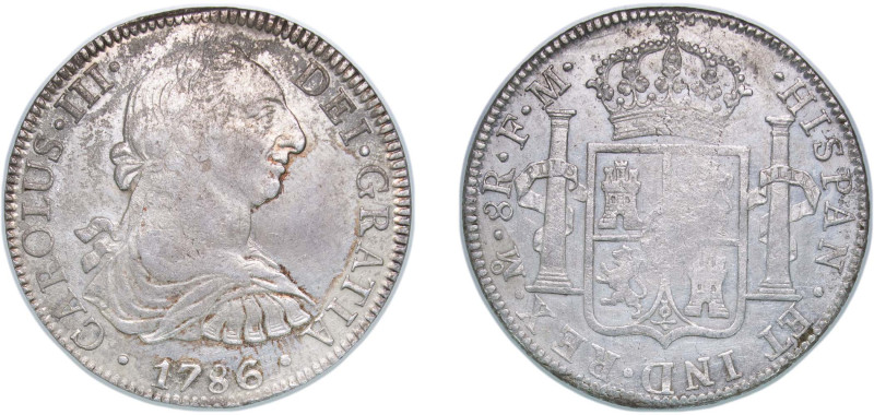 Mexico Spanish colony 1786 Mo FM 8 Reales - Carlos III Silver (.896) Mexico City...