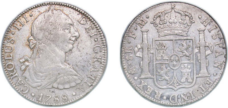 Mexico Spanish colony 1788 Mo FM 8 Reales - Carlos III Silver (.903) Mexico City...