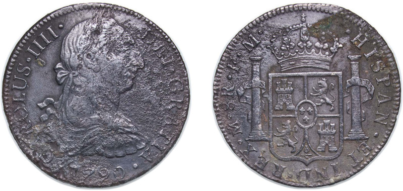 Mexico Spanish colony 1790 Mo FM 8 Reales - Carlos IV (Numeral IIII, Carlos III ...