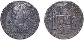 Mexico Spanish colony 1790 Mo FM 8 Reales - Carlos IV (Numeral IIII, Carlos III portrait) Silver (.903) Mexico City Mint 25.9g VF Seawater Corrossion ...