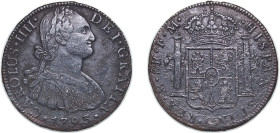 Mexico Spanish colony 1793 Mo FM 8 Reales - Carlos IV Silver (.903) Mexico City Mint 24.85g XF Seawater Corrossion KM 109