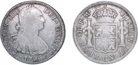 Mexico Spanish colony 1796 Mo FM 8 Reales - Carlos IV Silver (.903) Mexico City Mint 26.61g VF KM 109