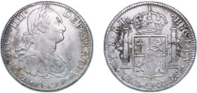 Mexico Spanish colony 1801 Mo FT 8 Reales - Carlos IV Silver (.903) Mexico City Mint 26.84g VF KM 109
