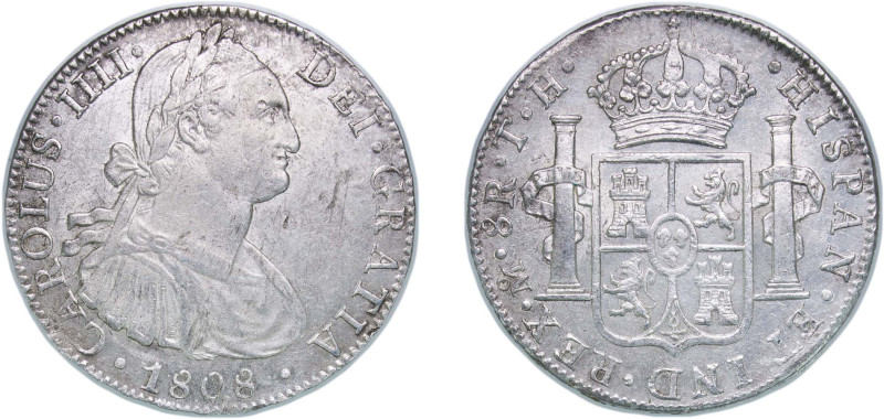 Mexico Spanish colony 1808 Mo TH 8 Reales - Carlos IV Silver (.903) Mexico City ...