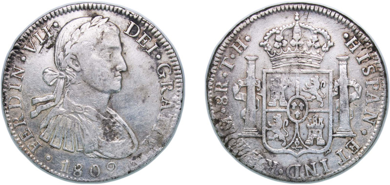 Mexico Spanish colony 1809 Mo TH 8 Reales - Fernando VII Silver (.903) Mexico Ci...