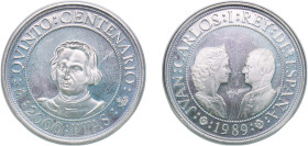 Spain Kingdom 1989 M 2000 Pesetas - Juan Carlos I (Columbus) Silver (.925) Madrid Mint (57000) 27g PF KM 838