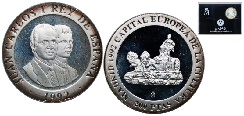 Spain Kingdom 1992 M 200 Pesetas - Juan Carlos I (Cybele,silver) Silver (.925) M...