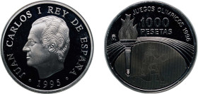 Spain Kingdom 1995 1000 Pesetas - Juan Carlos I (Atlanta '96) Silver (.925) Madrid Mint (67743) 13.68g PF KM 952