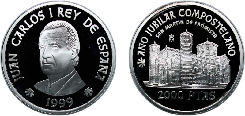Spain Kingdom 1999 M 2000 Pesetas - Juan Carlos I (San Martin de Fromista) Silve...