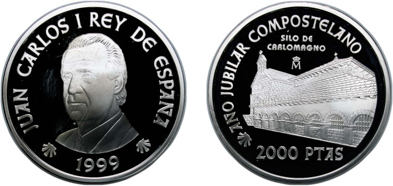 Spain Kingdom 1999 M 2000 Pesetas - Juan Carlos I (Silo de Carlomagno) Silver (....