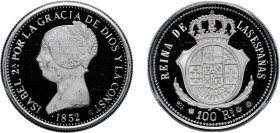 Spain Kingdom ND 100 Reales - Isabel II (replica; 1852) Silver (.999) 8.33g PF