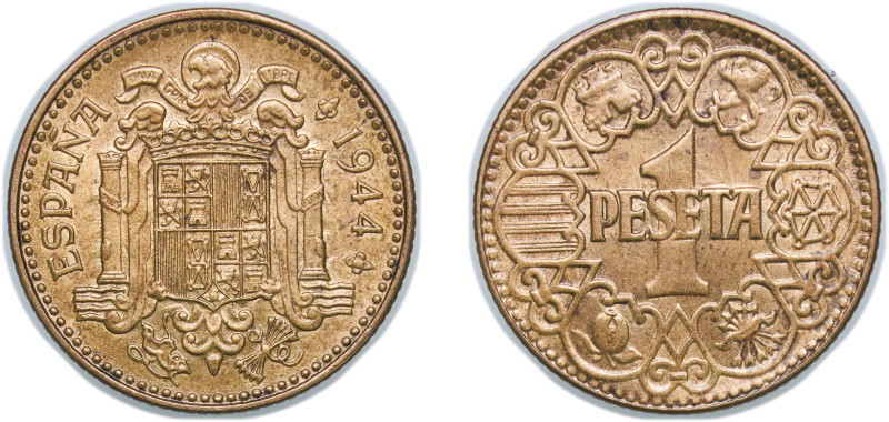 Spain Nationalist Government 1944 1 Peseta Aluminium bronze (150000000) 3.29g UN...