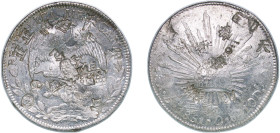 Mexico Federal Republic 1850 Zs OM 8 Reales Silver (.903) Zacatecas Mint 26.82g AU Chopmarked KM 377.13