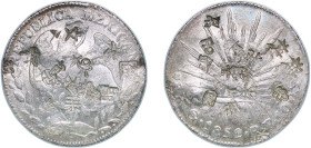 Mexico Federal Republic 1852 Go PF 8 Reales Silver (.903) Guanajuato Mint 26.82g AU Chopmarked KM 377.8