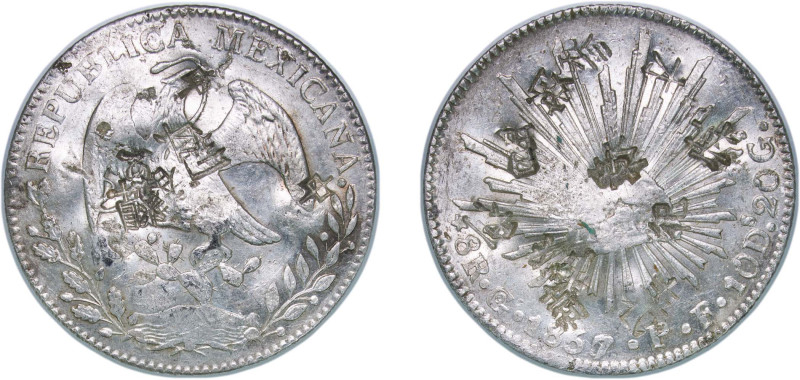 Mexico Federal Republic 1857 Go PF 8 Reales Silver (.903) Guanajuato Mint 26.72g...