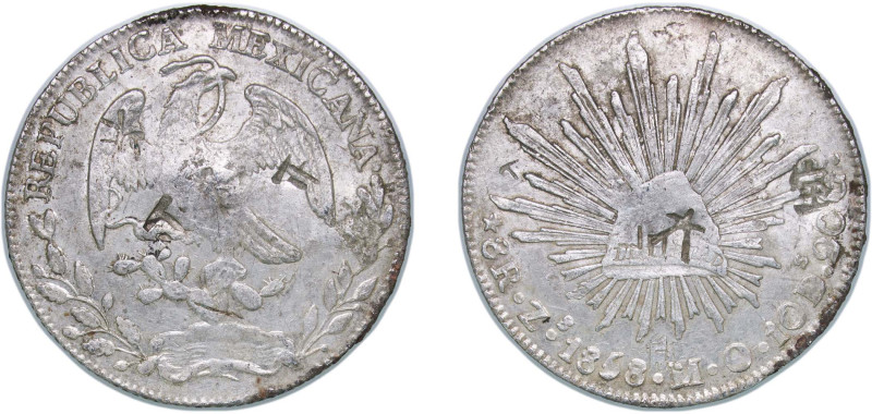 Mexico Federal Republic 1858 Zs MO 8 Reales Silver (.903) Zacatecas Mint 26.68g ...