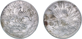Mexico Federal Republic 1860 Go PF 8 Reales Silver (.903) Guanajuato Mint 26.89g AU Chopmarked KM 377.8