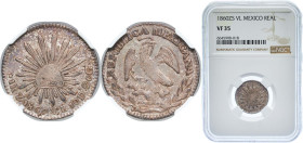 Mexico Federal Republic 1860 Zs VL 1 Real Silver (.903) Zacatecas Mint 3.38g NGC VF 35 KM 372.10