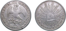 Mexico Federal Republic 1867 Pi PS 8 Reales Silver (.903) San Luis Potosi Mint 26.88g VF Chopmarked KM 377.12