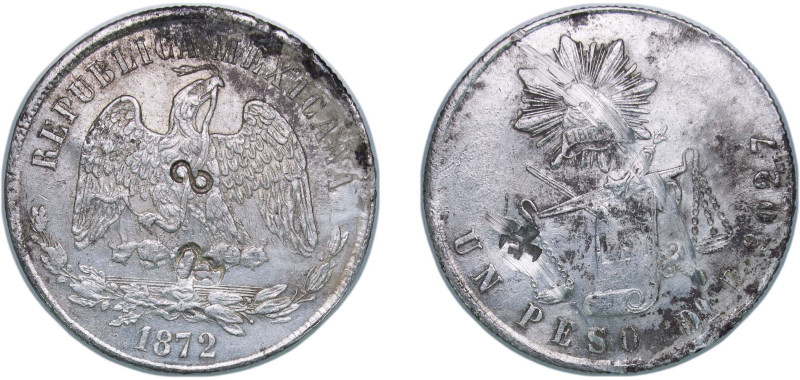 Mexico Federal Republic 1872 Do P 1 Peso "Balanza" Silver (.9027) Durango Mint (...
